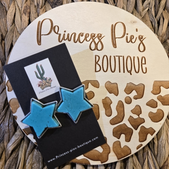 Princess Pie's Boutique Accessories - Turquoise Star Earrings